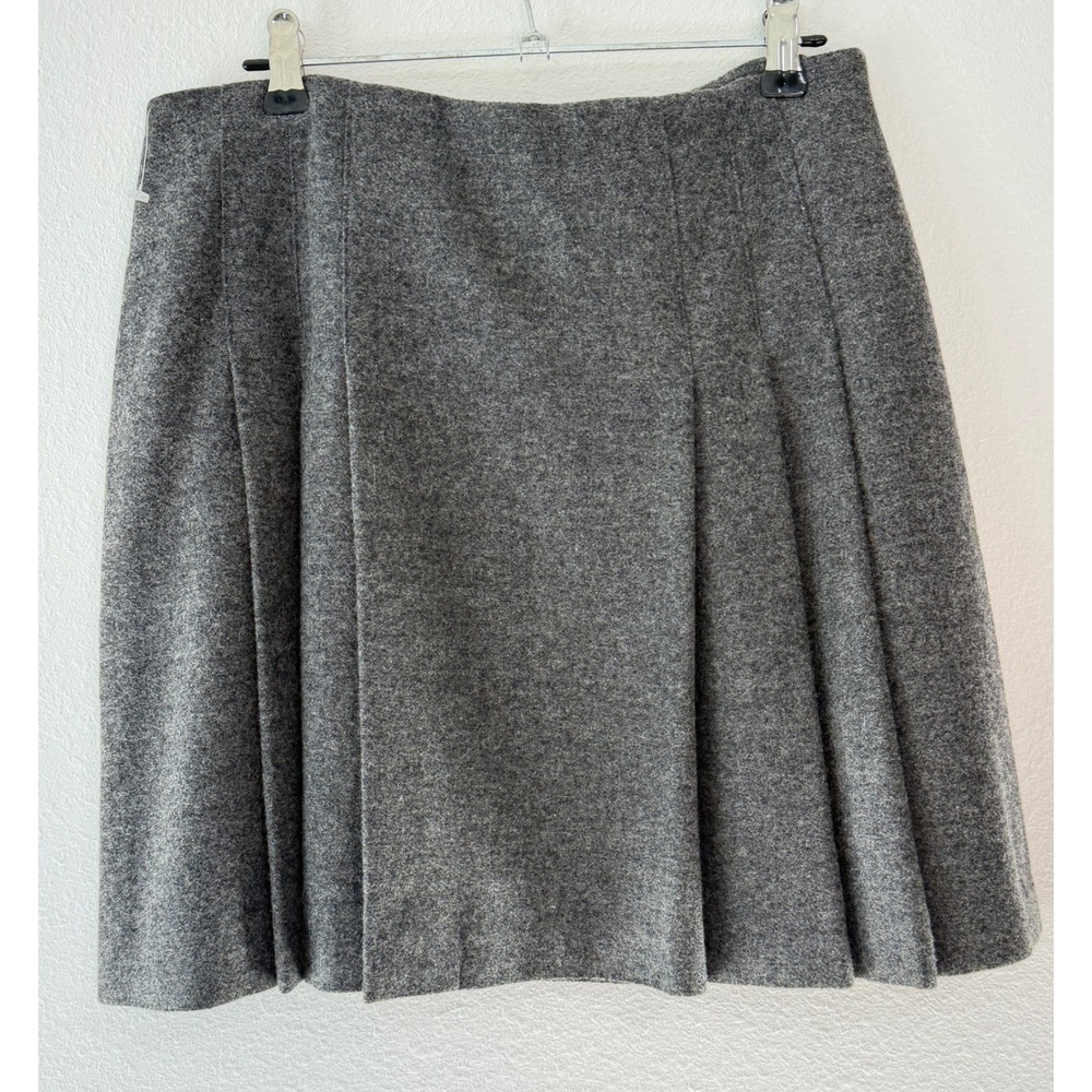VTG 90s Limited 100% Wool Gray Pleated Mini Skirt True Wrap Double Breasted 8 - Picture 3 of 6